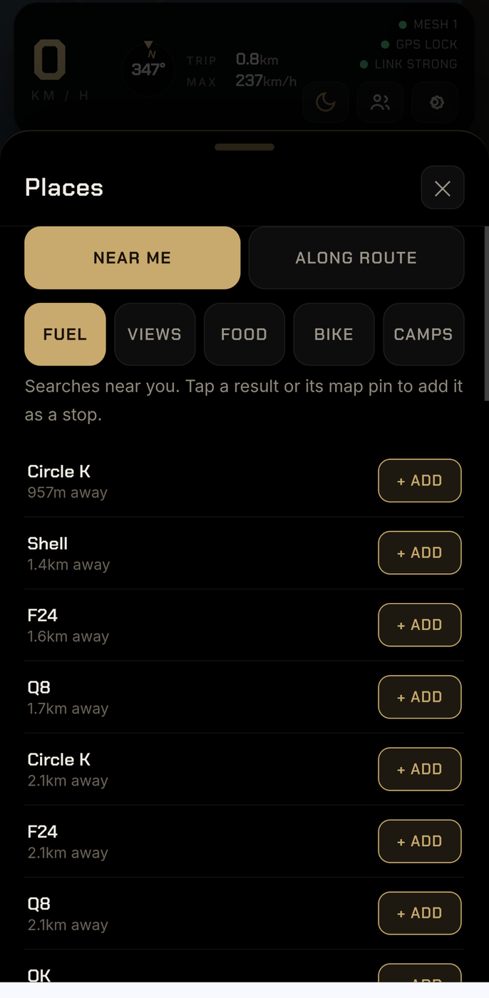 Fuel and stops